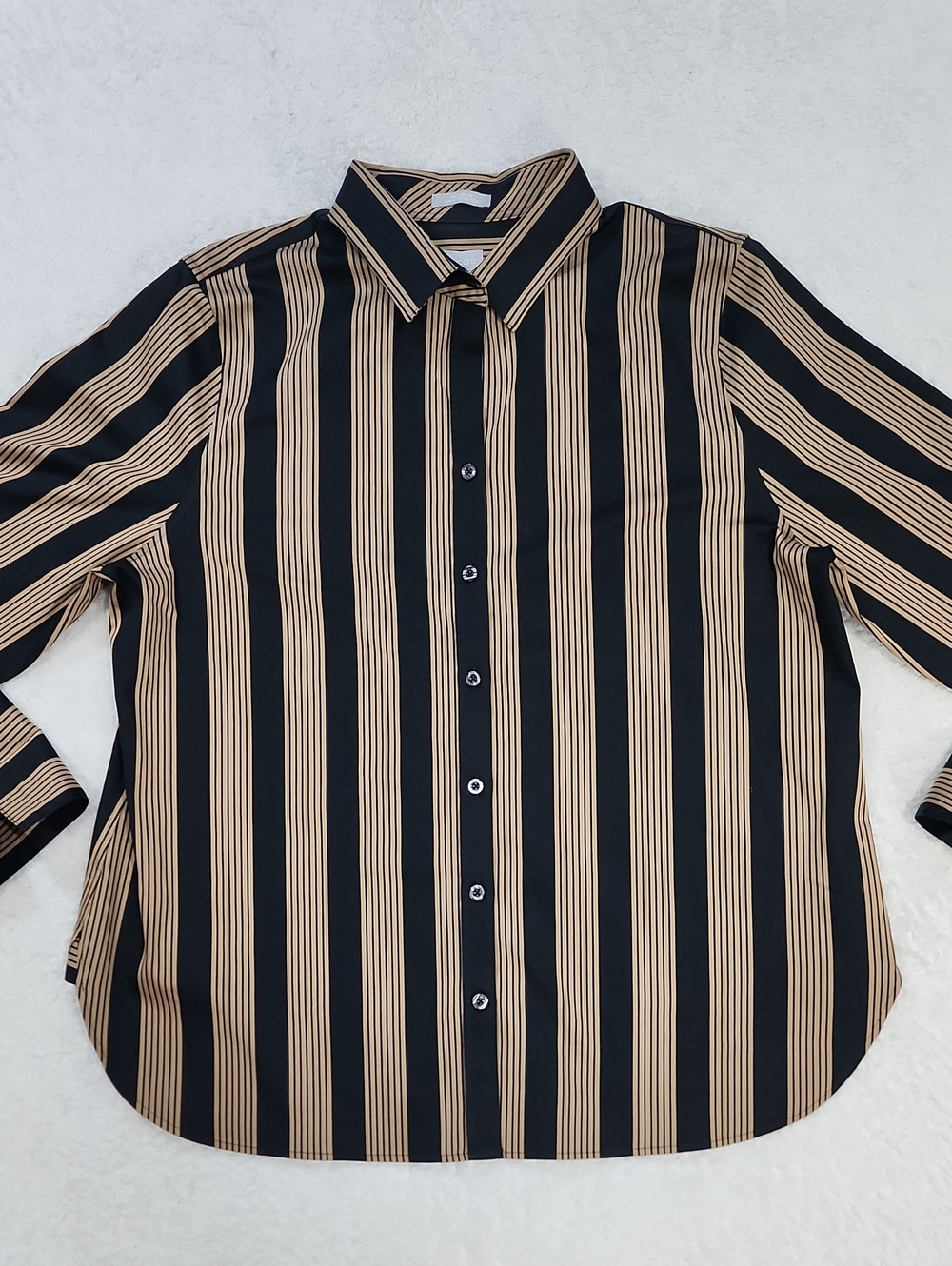 Chico's Striped No Iron Stretch Button Down Shirt